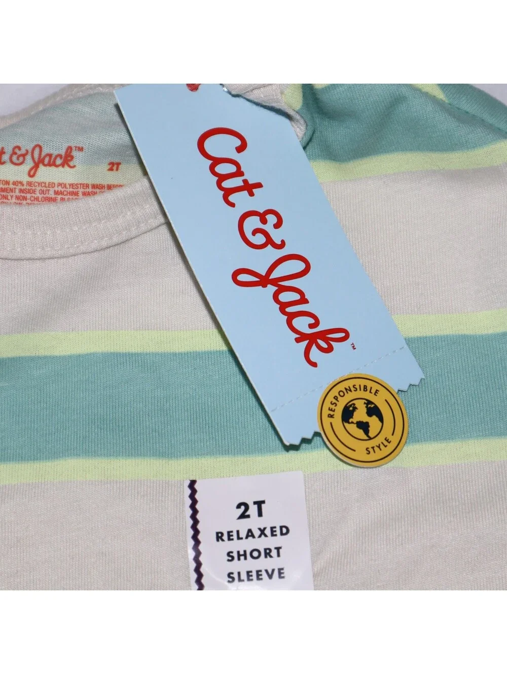 Cat & Jack Boys Short Sleeve Striped T-Shirt Size 2T Beige